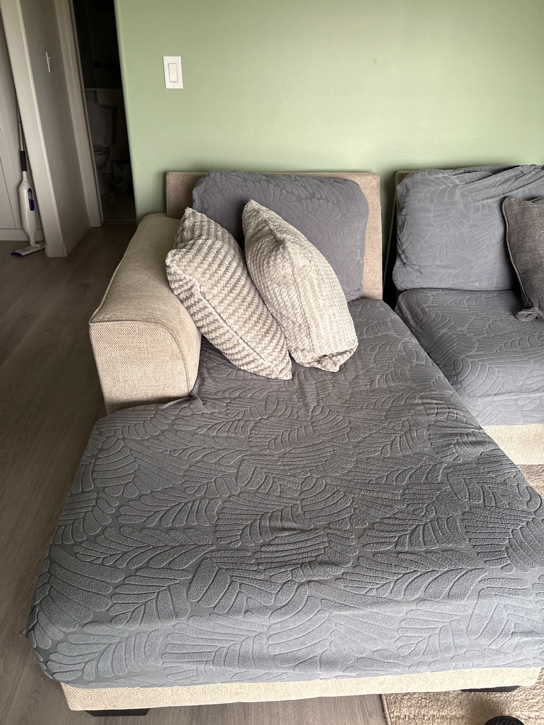Sofa with Chaise and Cushions