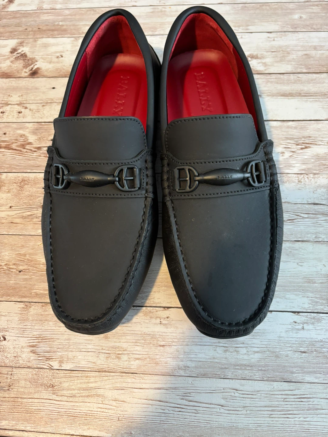 Bally Black Leather Horsebit Loafers