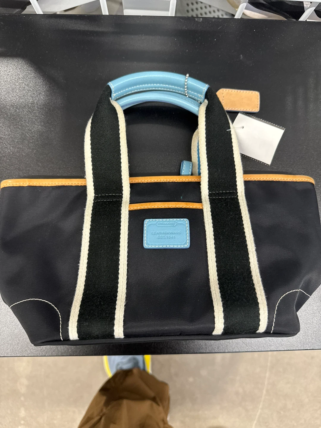 Coach Black Striped Tote Bag