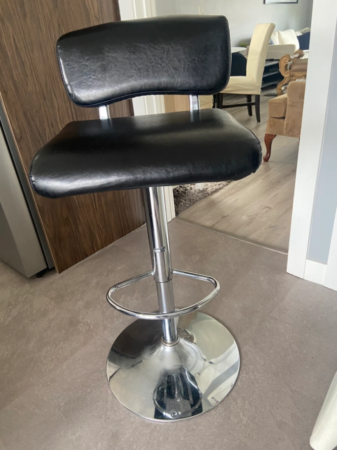 Black Adjustable Bar Stool - photo 2