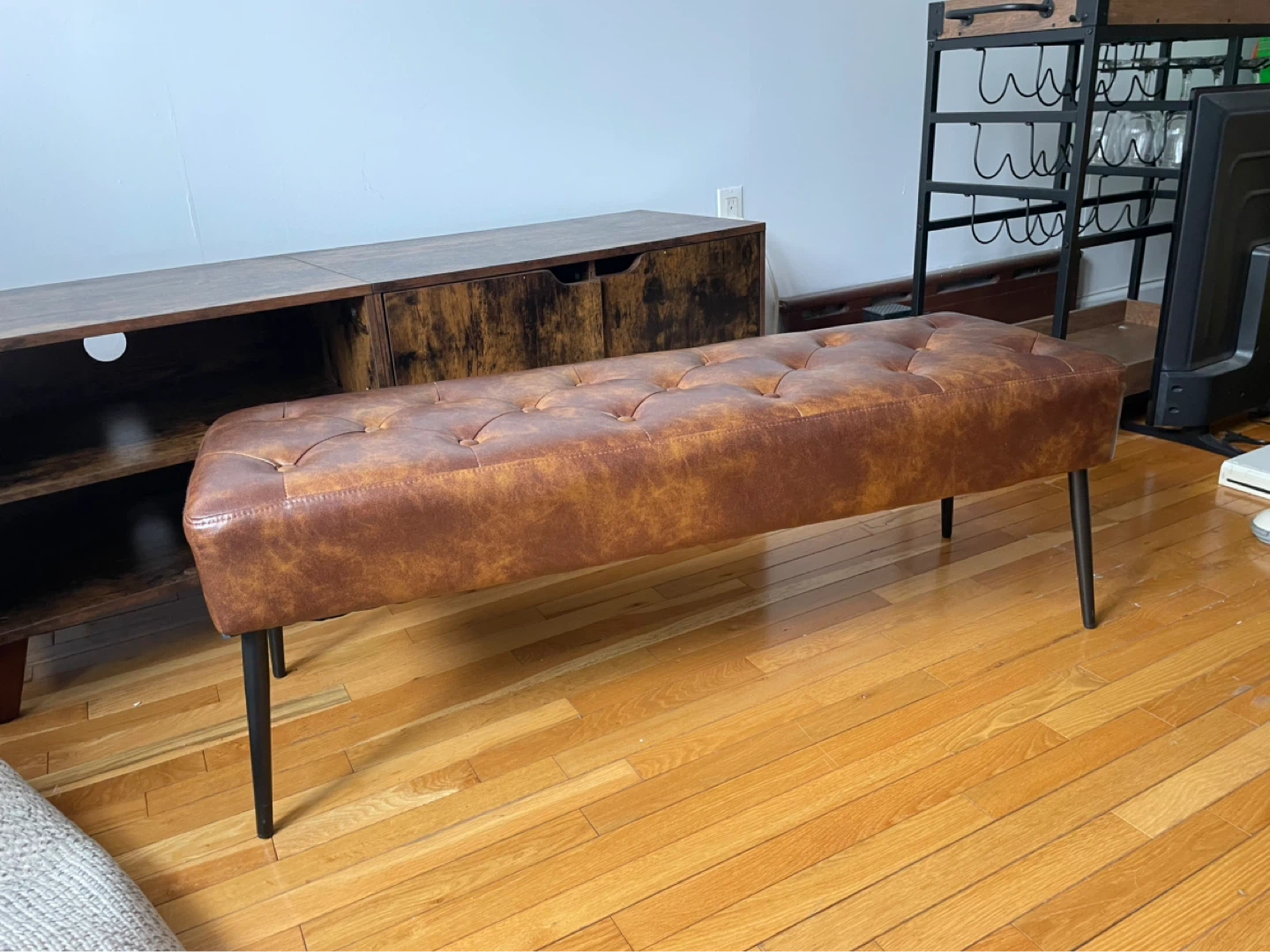 Tufted Real Leather Ottoman/Bench - photo 3