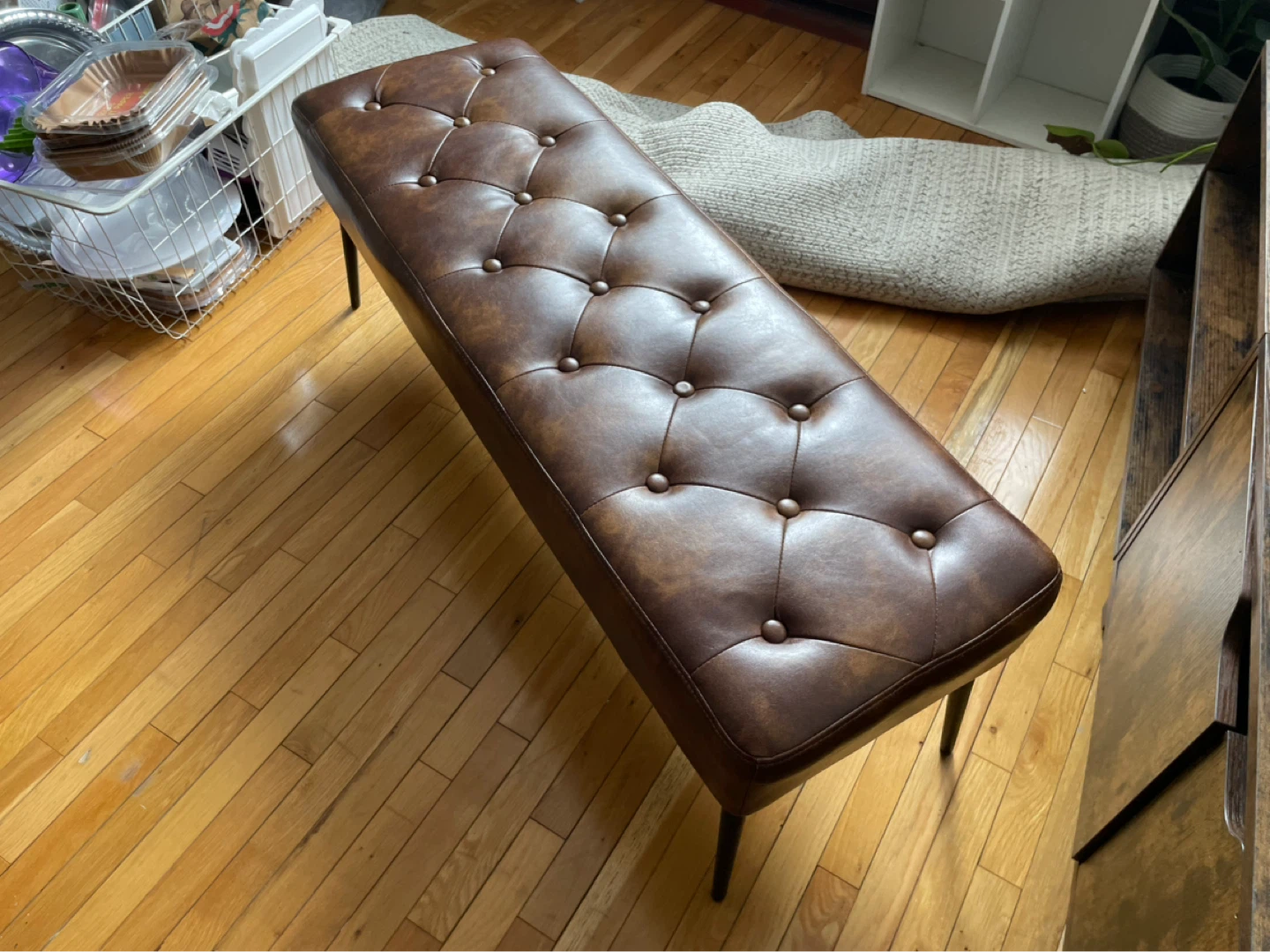 Tufted Real Leather Ottoman/Bench - photo 4