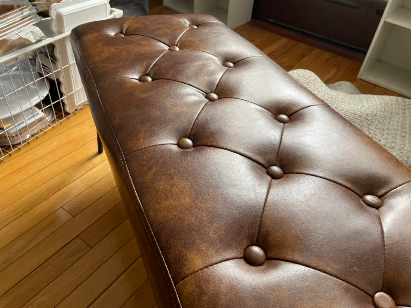 Tufted Real Leather Ottoman/Bench - photo 5