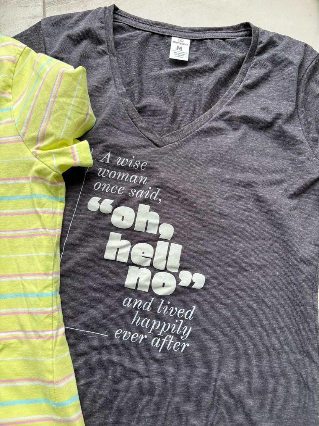 Bundle of 2 Women's T-Shirts - Grey Graphic and Striped - photo 2