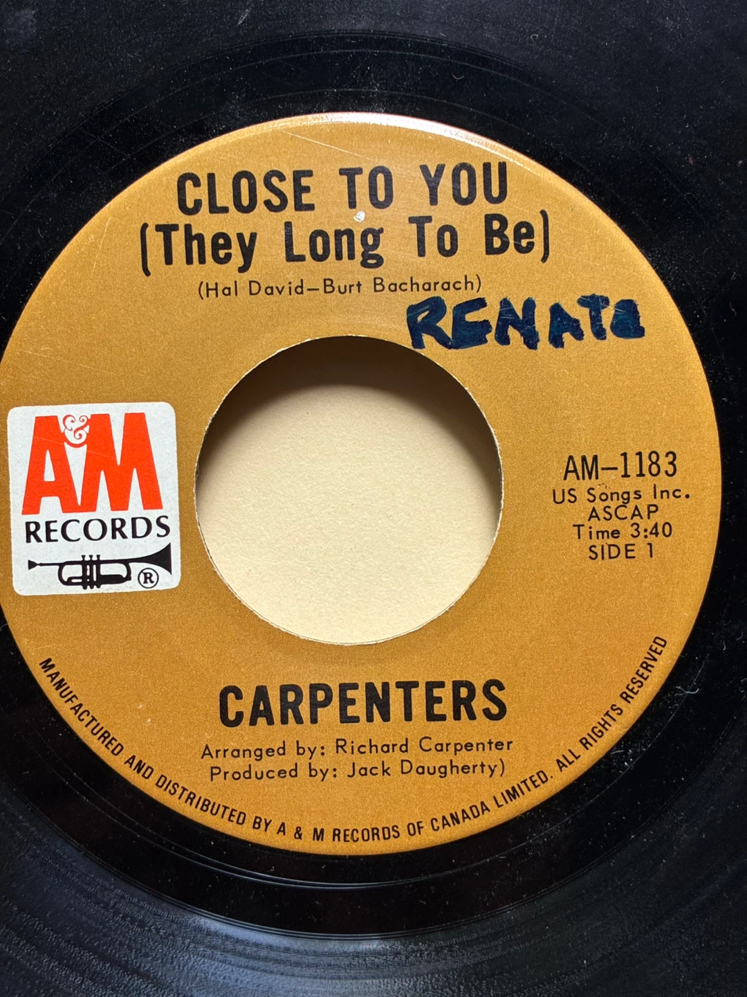 Carpenters – Close To You (They Long To Be) 7 inch vinyl 45