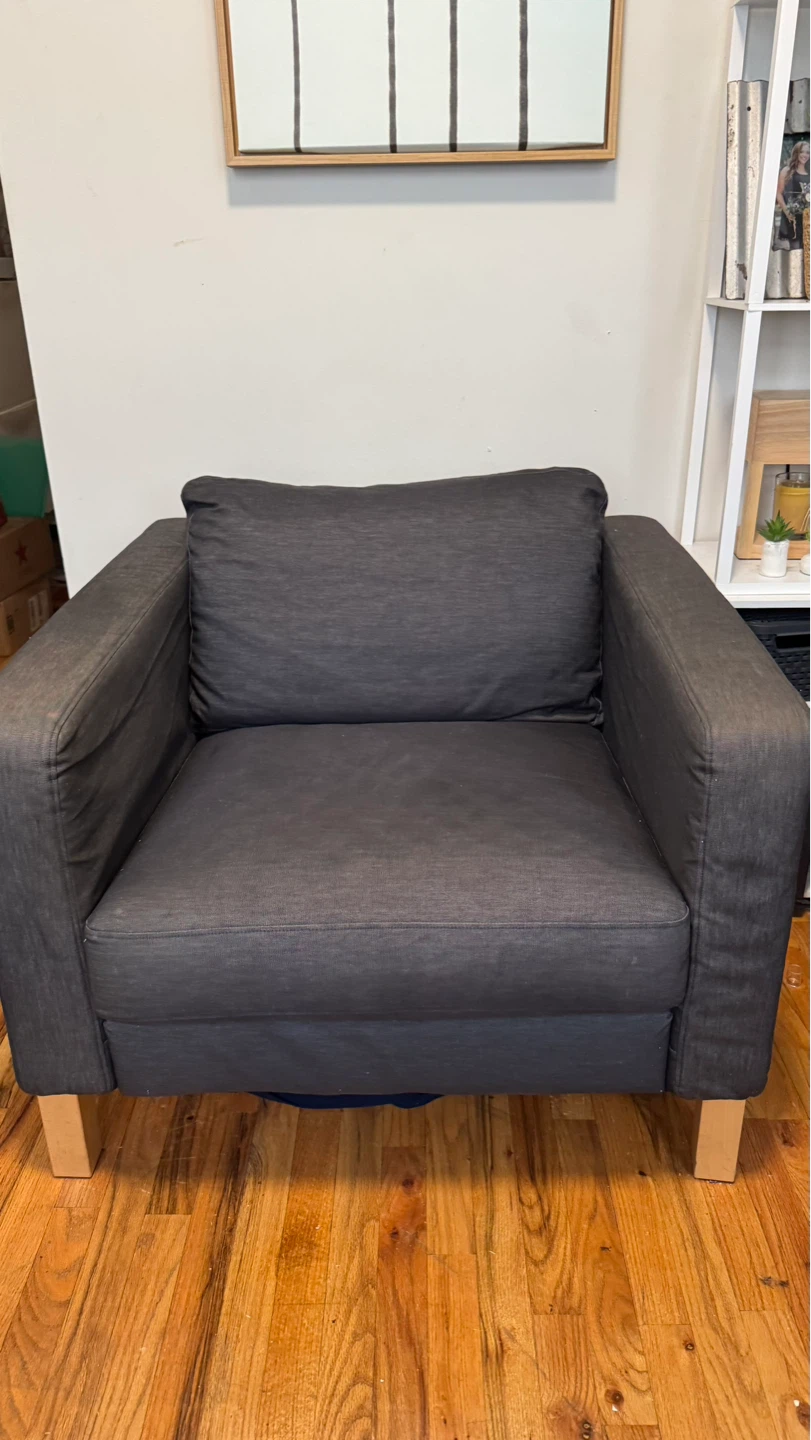 Dark Gray Armchair with Cushion