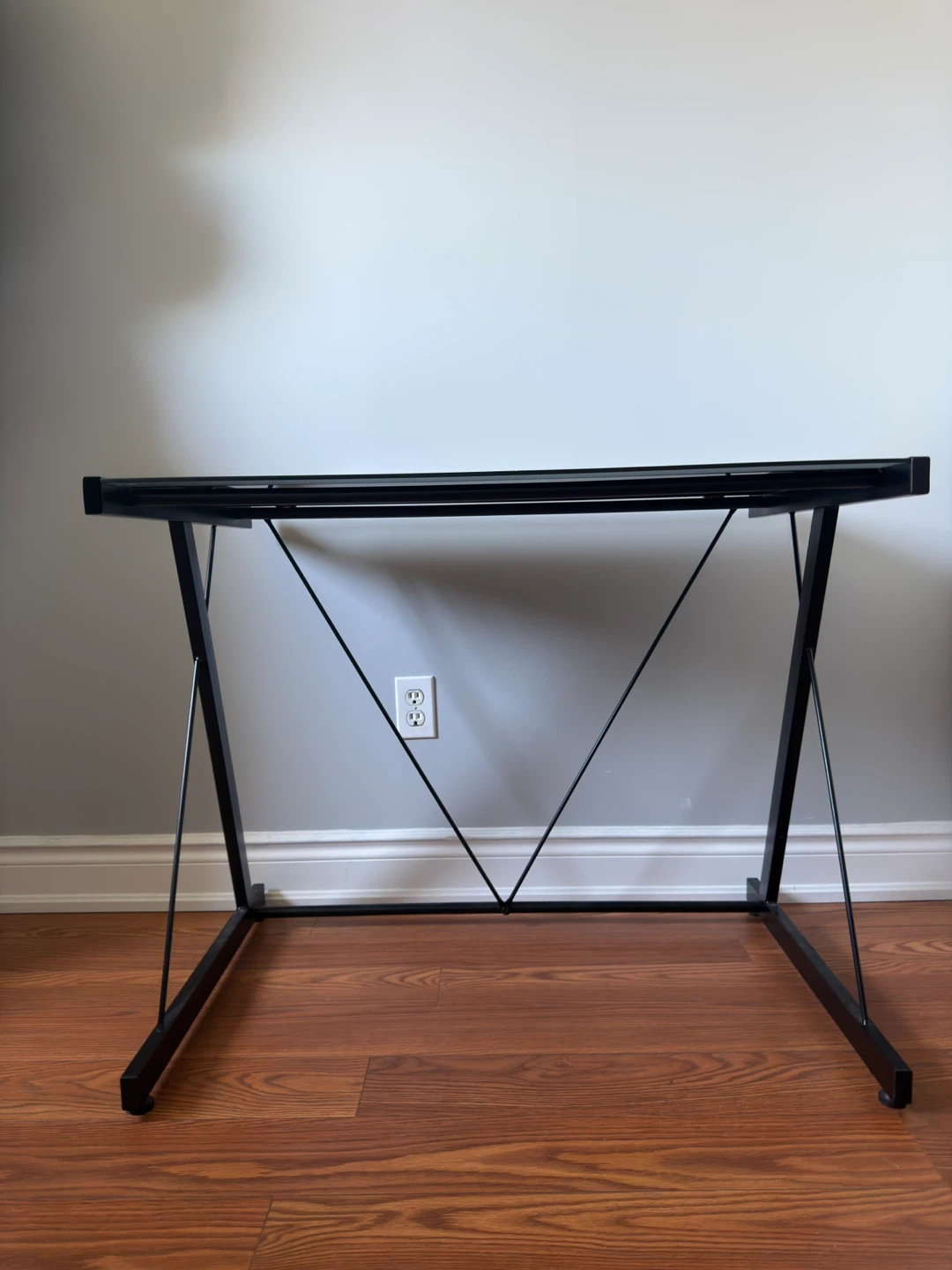 Black Glass Top Desk with Metal Frame - photo 2