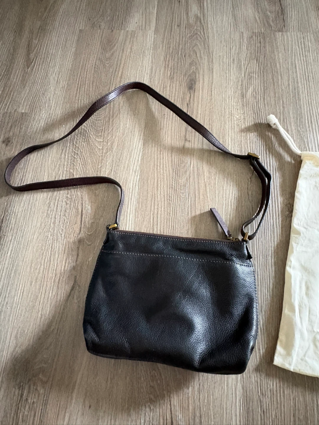 Fossil Black Leather Crossbody Bag with Dust Bag - photo 3