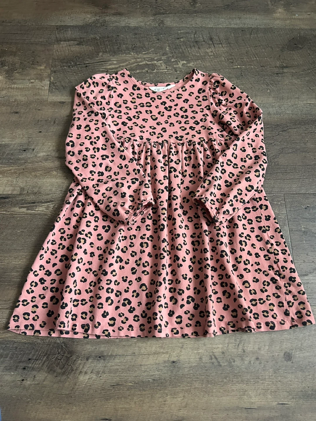 H&M Kids Long Sleeve Leopard Print Dress - Size 6-8 Years
