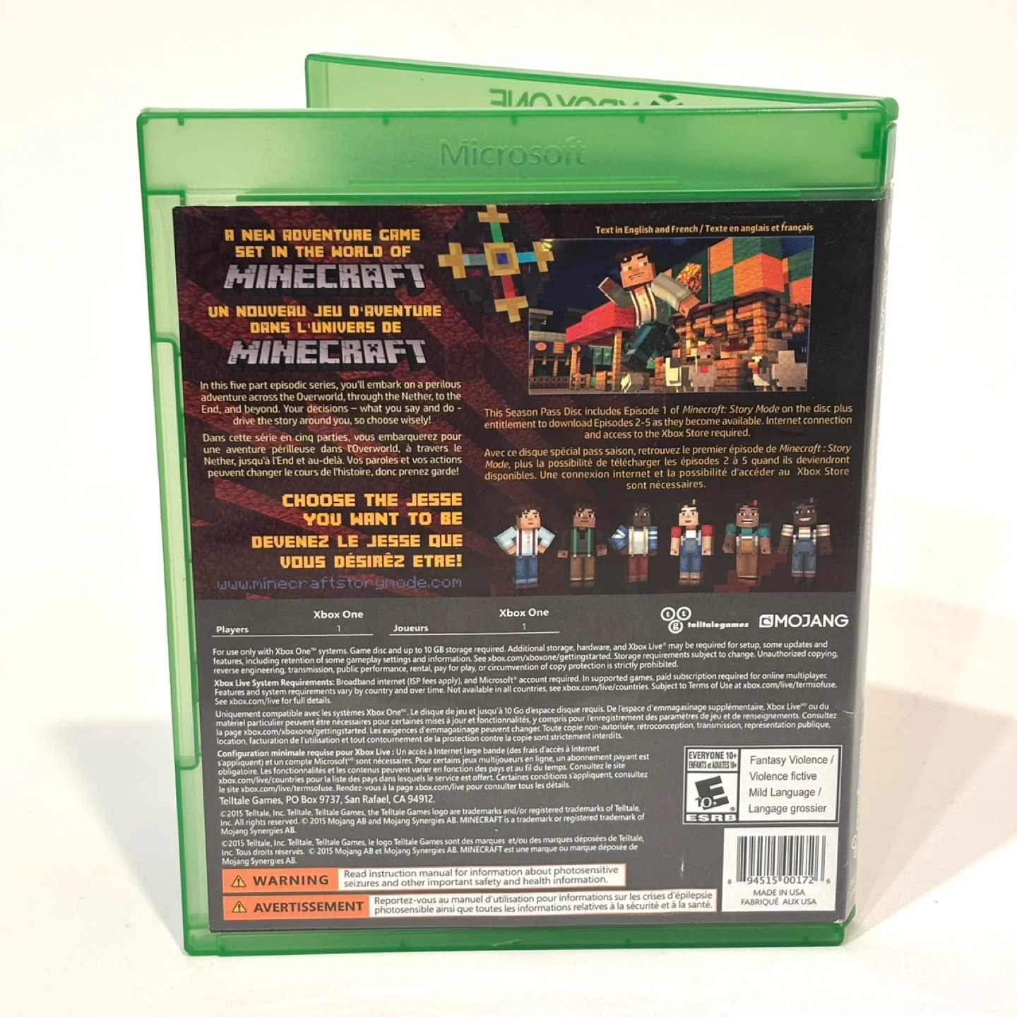 Minecraft Story Mode - Xbox One - Mint Condition - photo 3