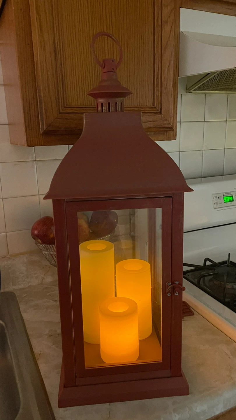 Red Lantern with Flameless Candles