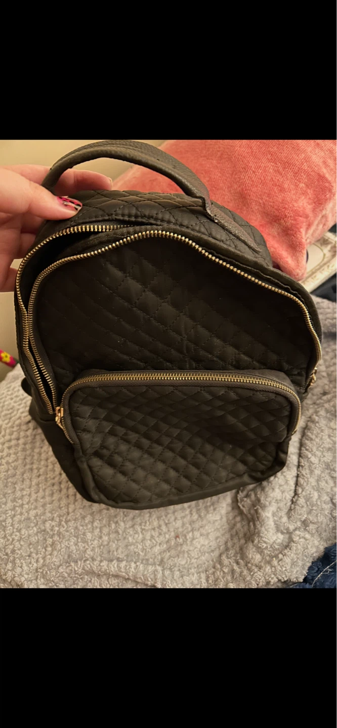 Black Quilted Mini Backpack