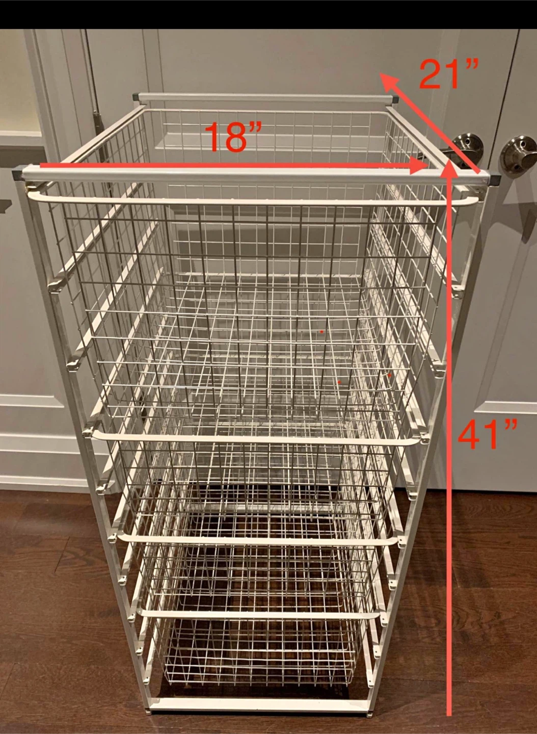 White Wire Storage Cart with 3 Baskets