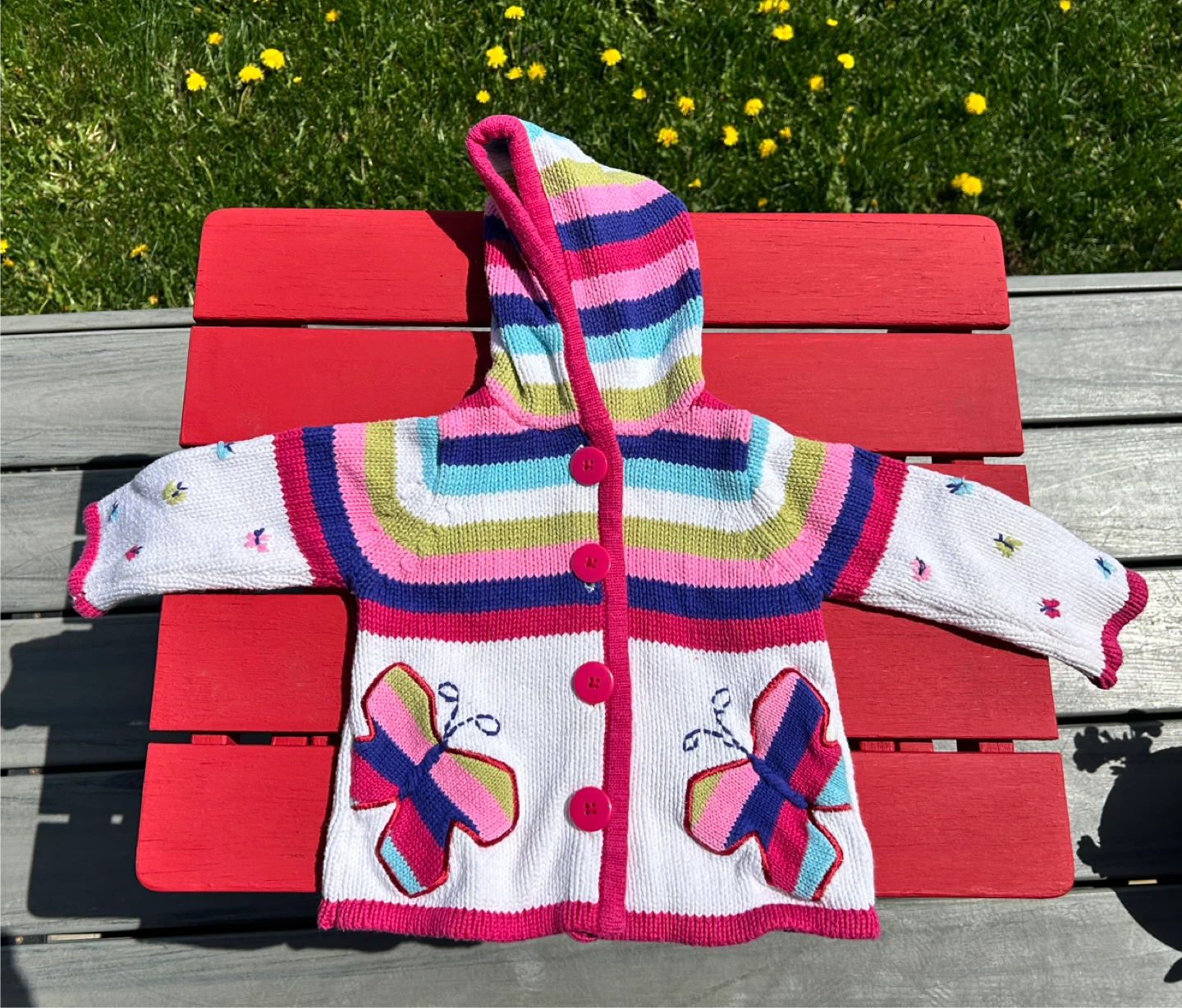 Jilly Wickers Striped Butterfly Cardigan