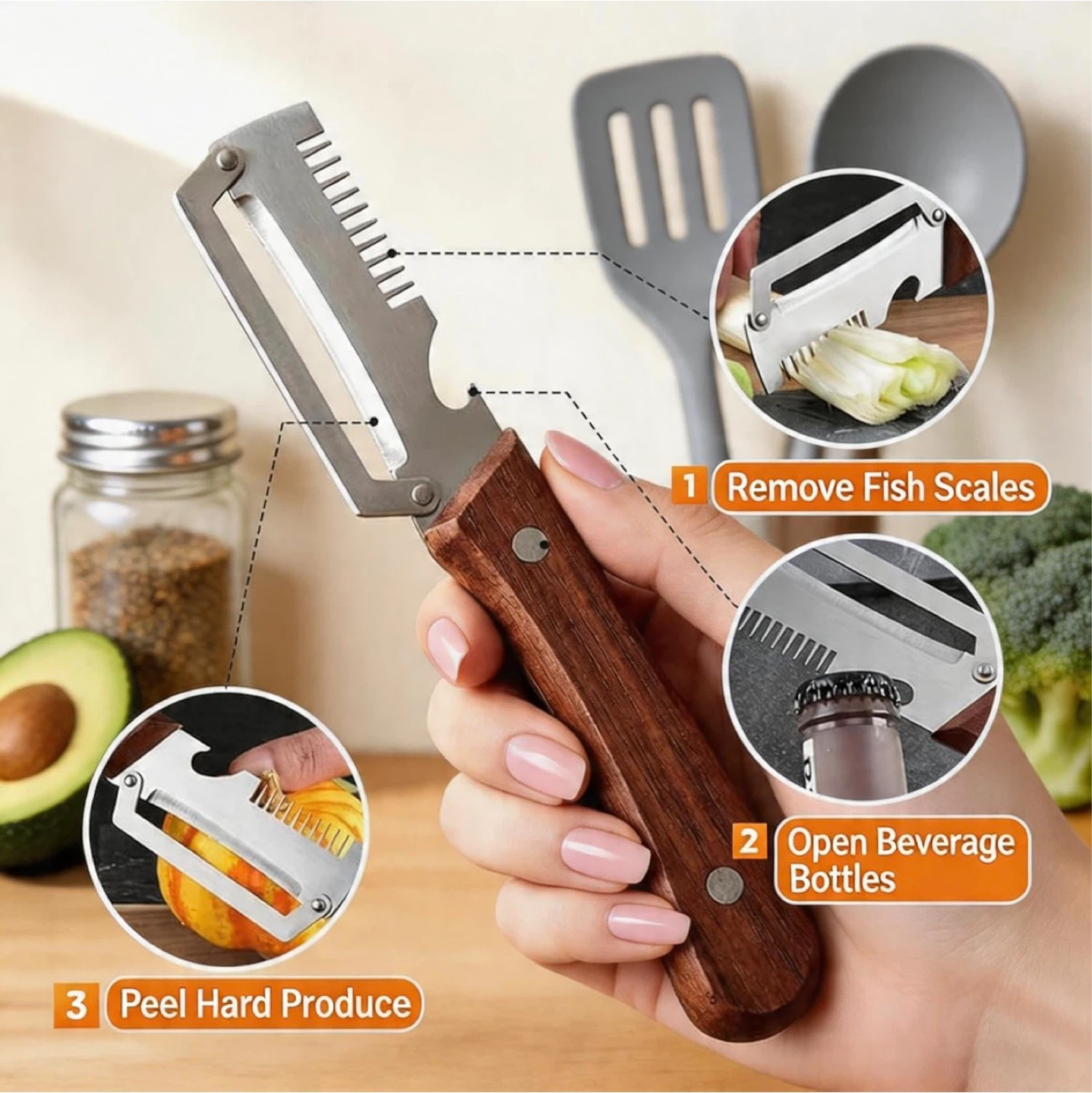 3-in-1 Stainless Steel Peeler with Bottle Opener - photo 3