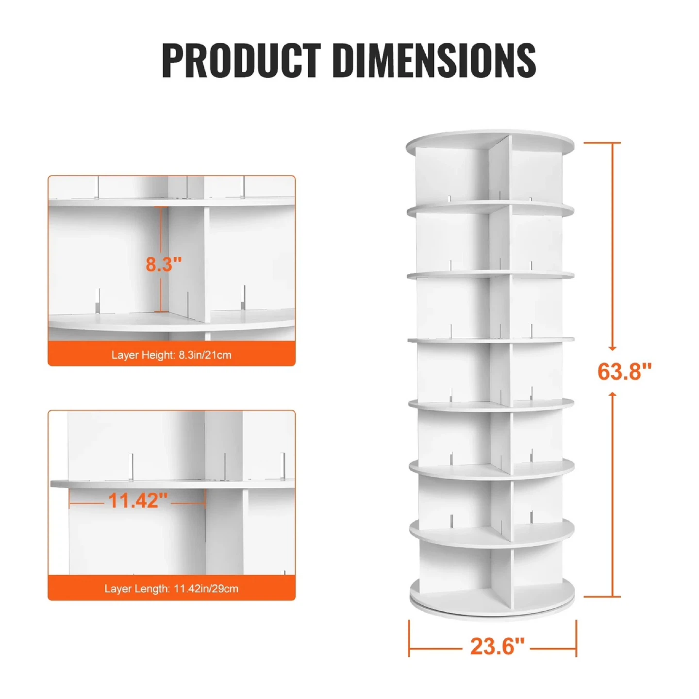 KFFKFF 7-Level Circular Shoe Rack, 360° Rotational