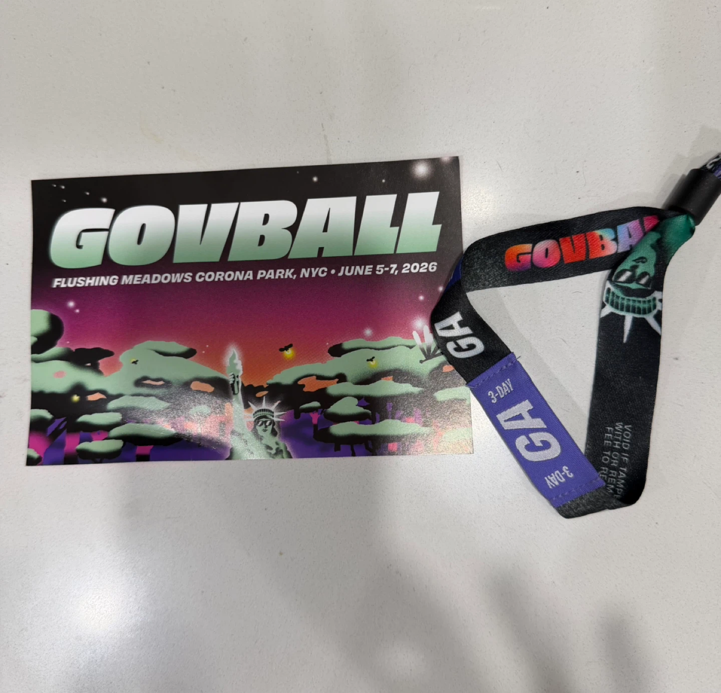 Governors Ball 3-Day GA Ticket Wristband & Poster 2026