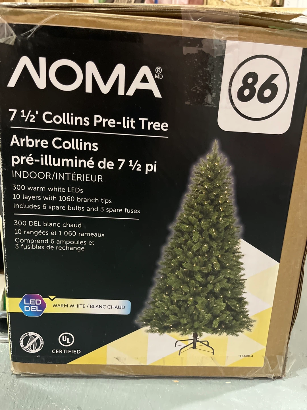NOMA 7 1/2' Collins Pre-lit Tree - Warm White LEDs