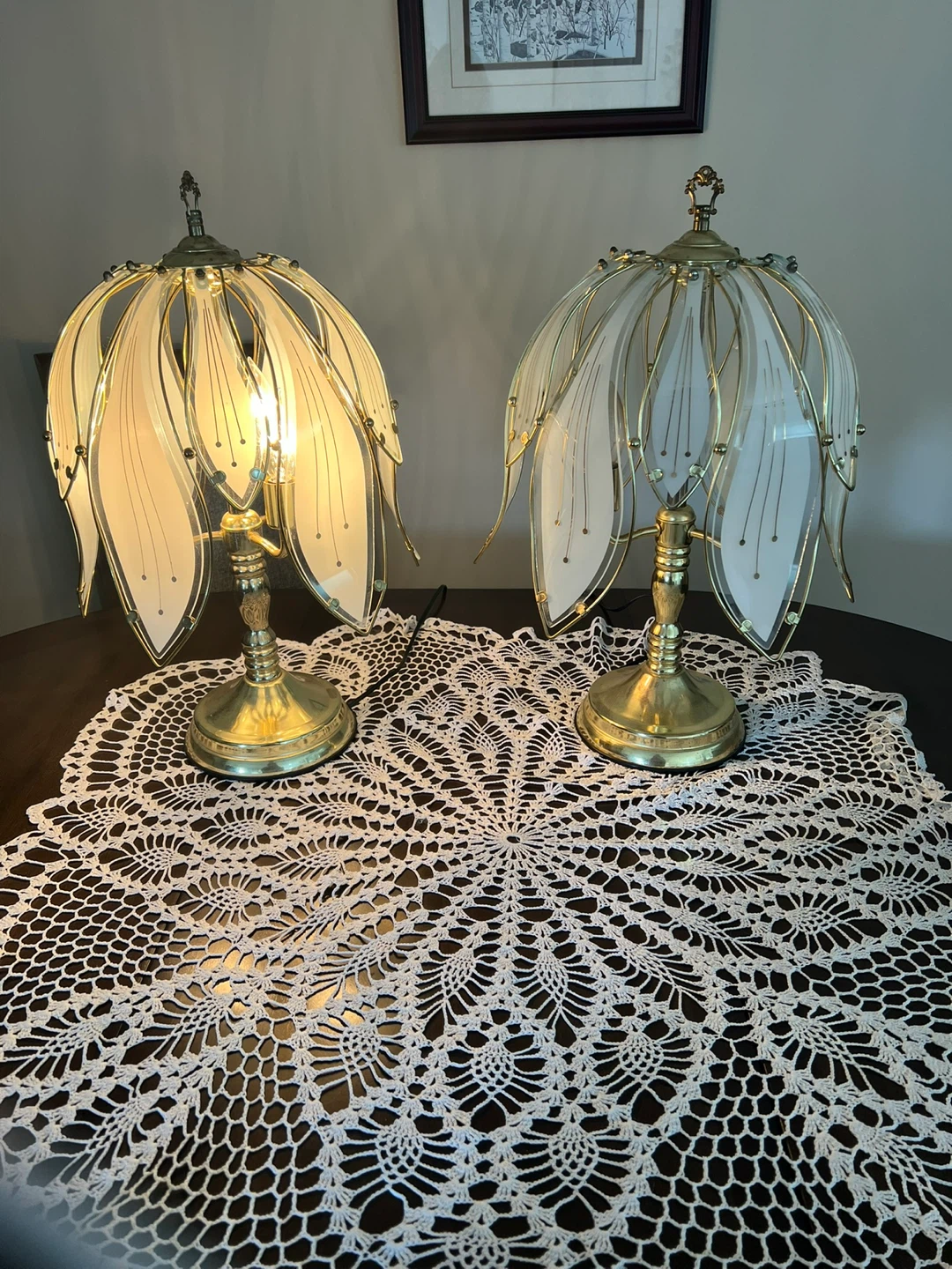 Vintage Lotus Flower Touch Lamp (Set)