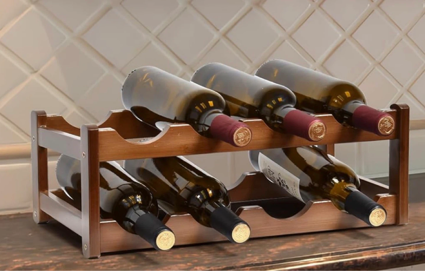 2-Layer Wooden Wine Rack ⚽