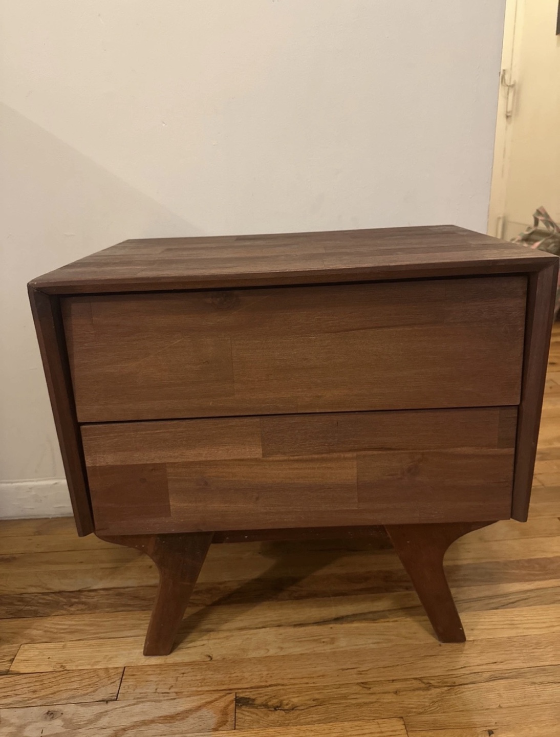 Wooden Nightstand with Two Drawers