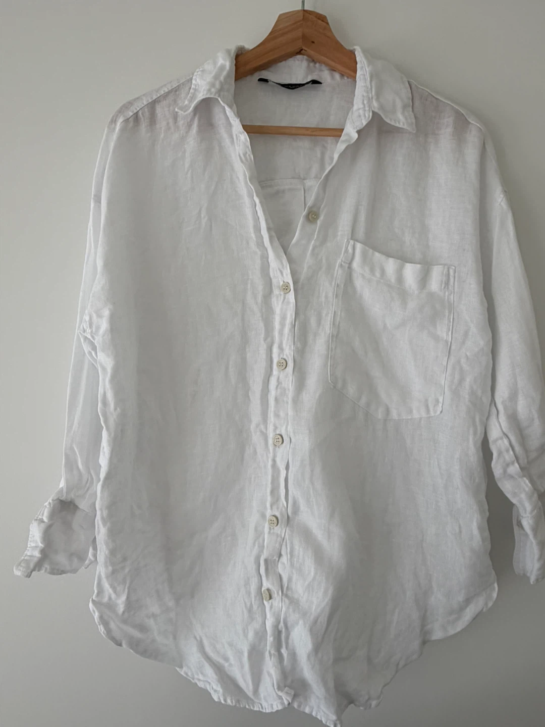 Zara White 100% Linen Shirt - Size XS