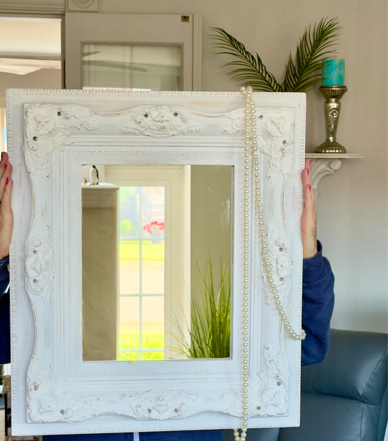SHABBY CHIC DISTRESSED ORNATE MIRROR