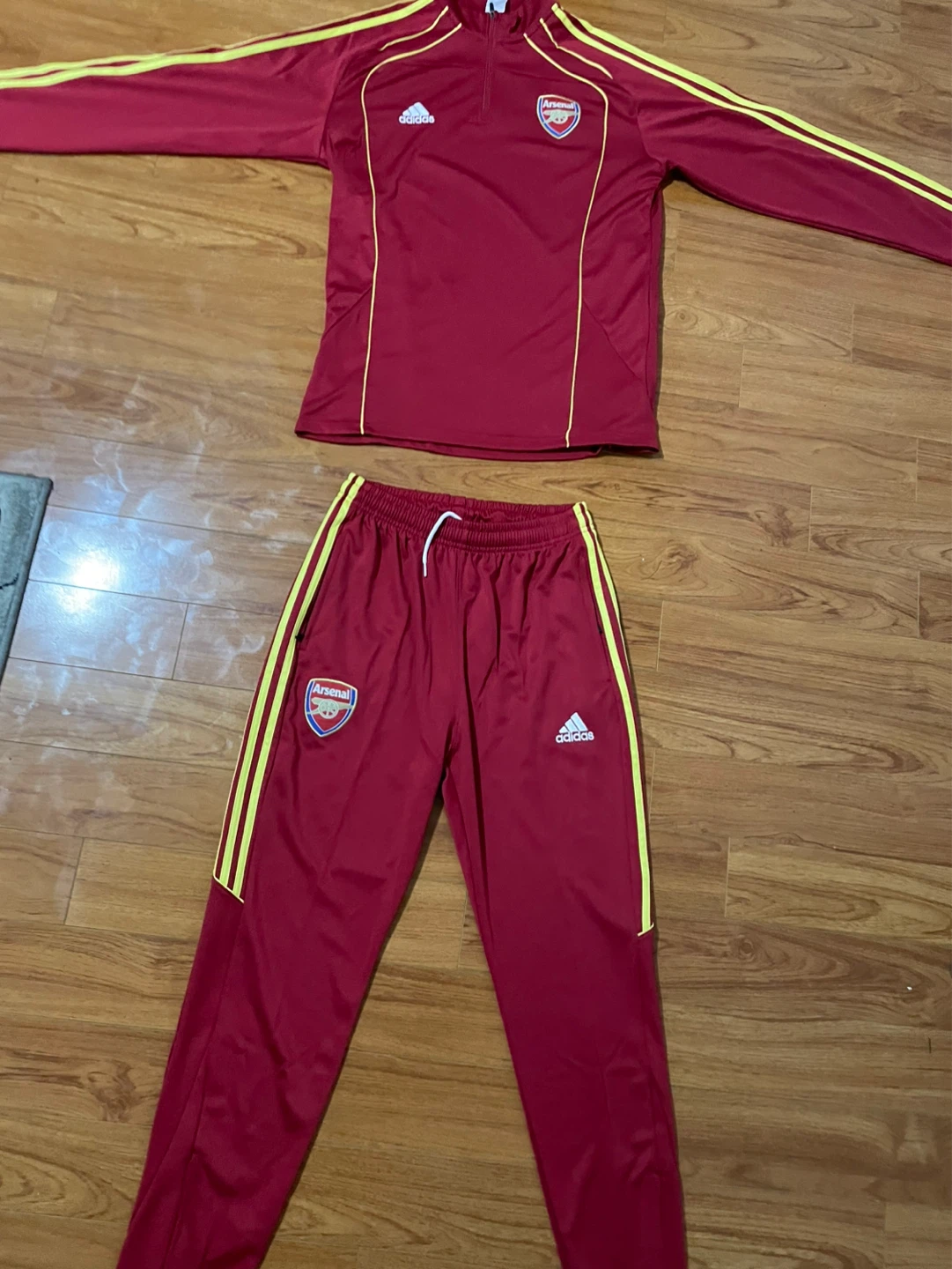Adidas Arsenal FC Track Pants Red Yellow Striped - photo 5