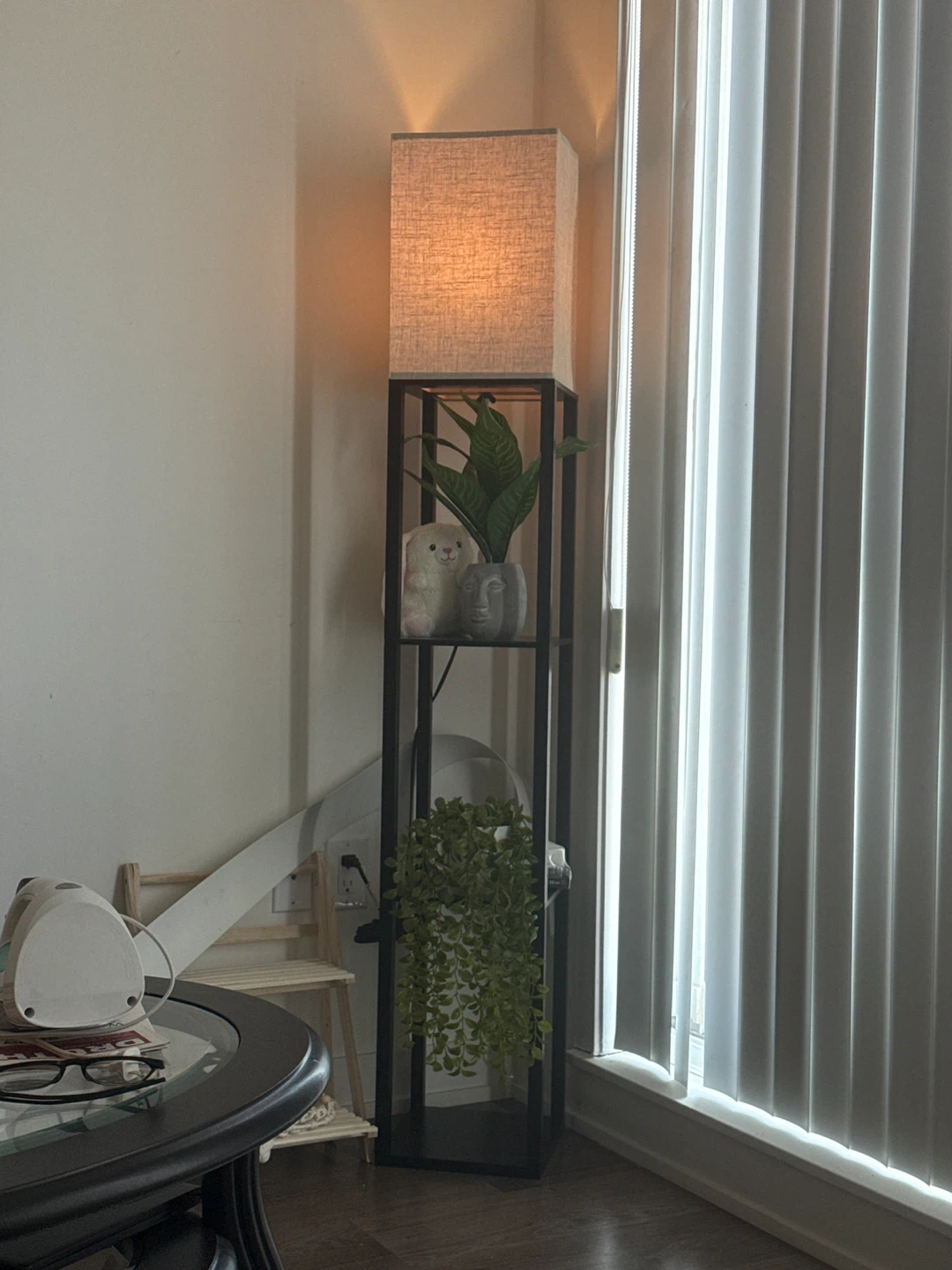 Corner Floor Lamp with Shelves
