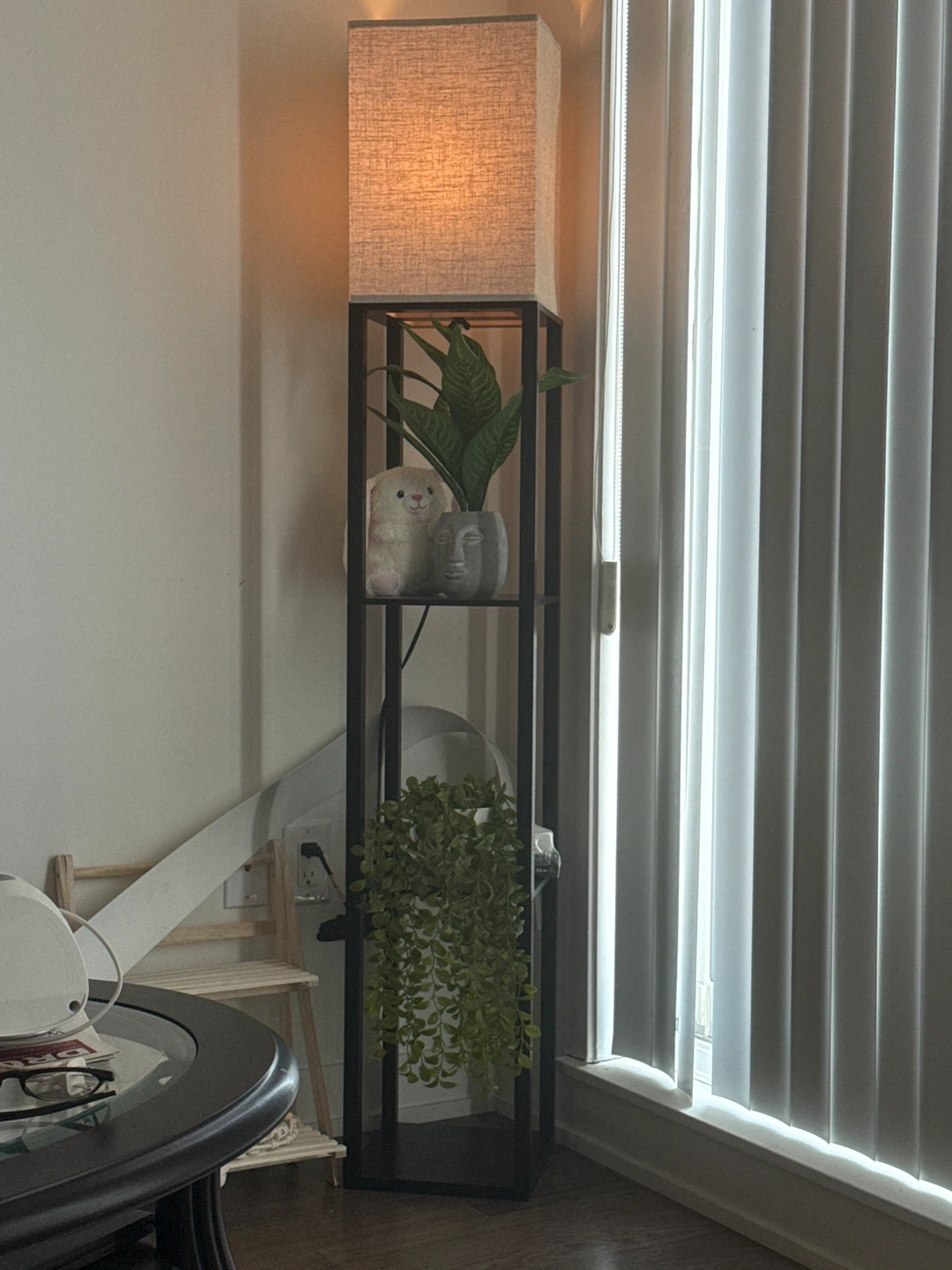 Corner Floor Lamp with Shelves - photo 2