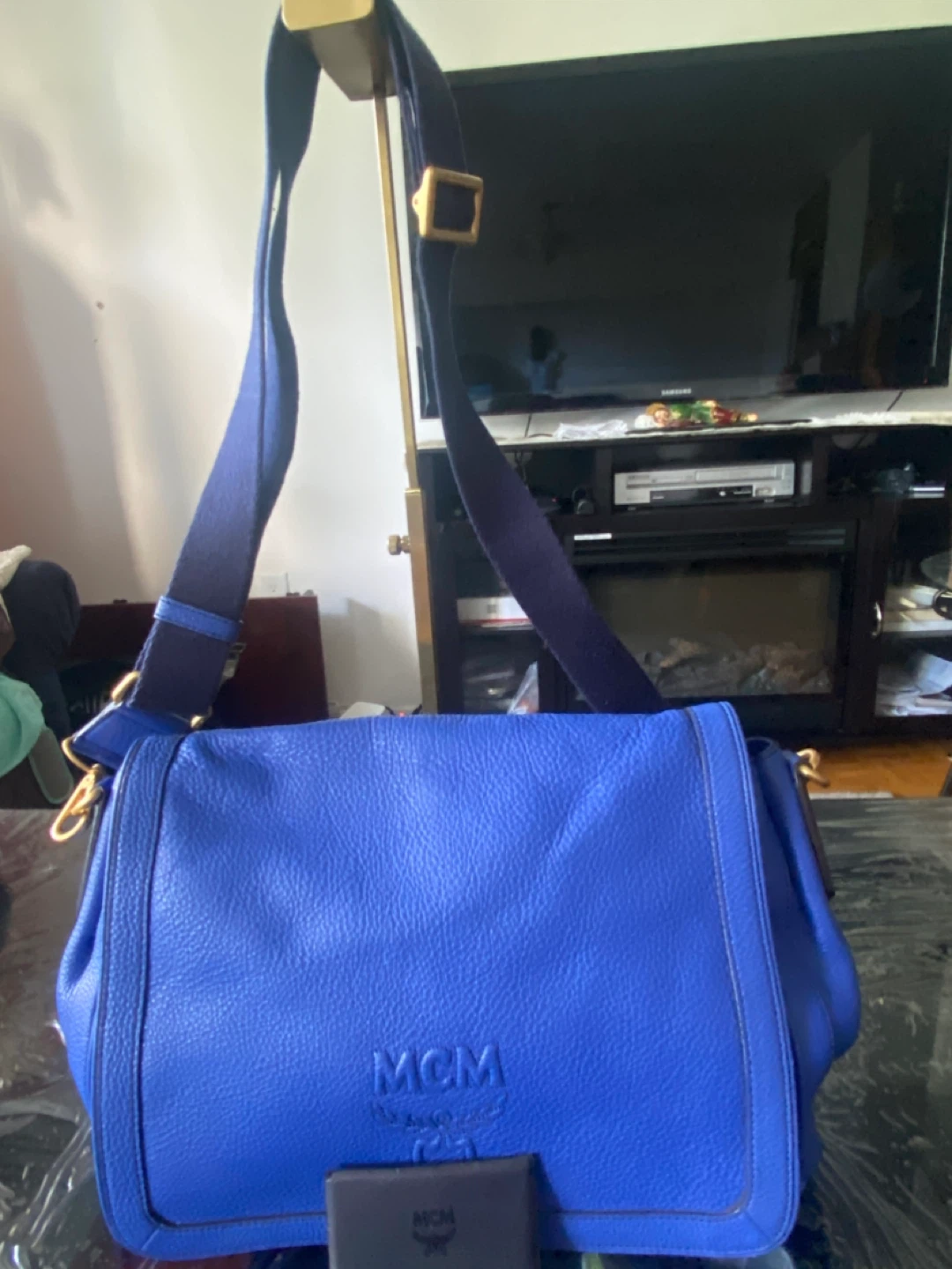 MCM Blue Leather Crossbody Bag
