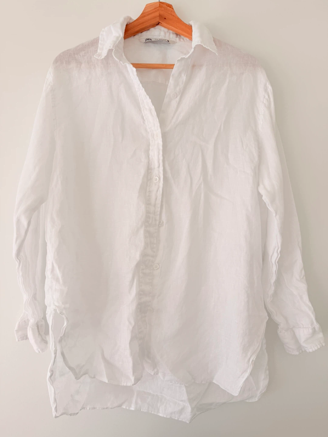Zara White 100% Linen Shirt