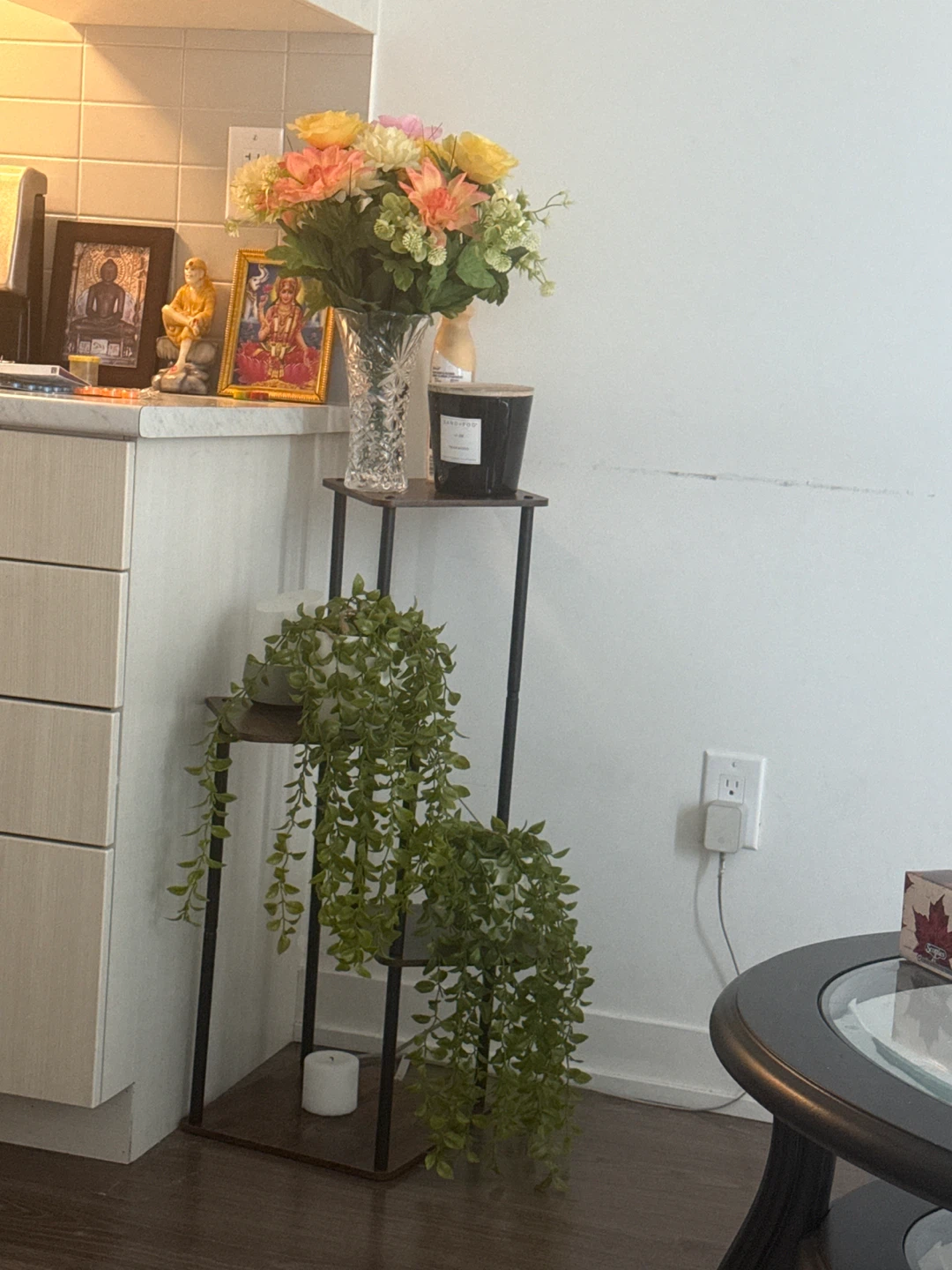 Tiered Plant Stand with Hanging Plants