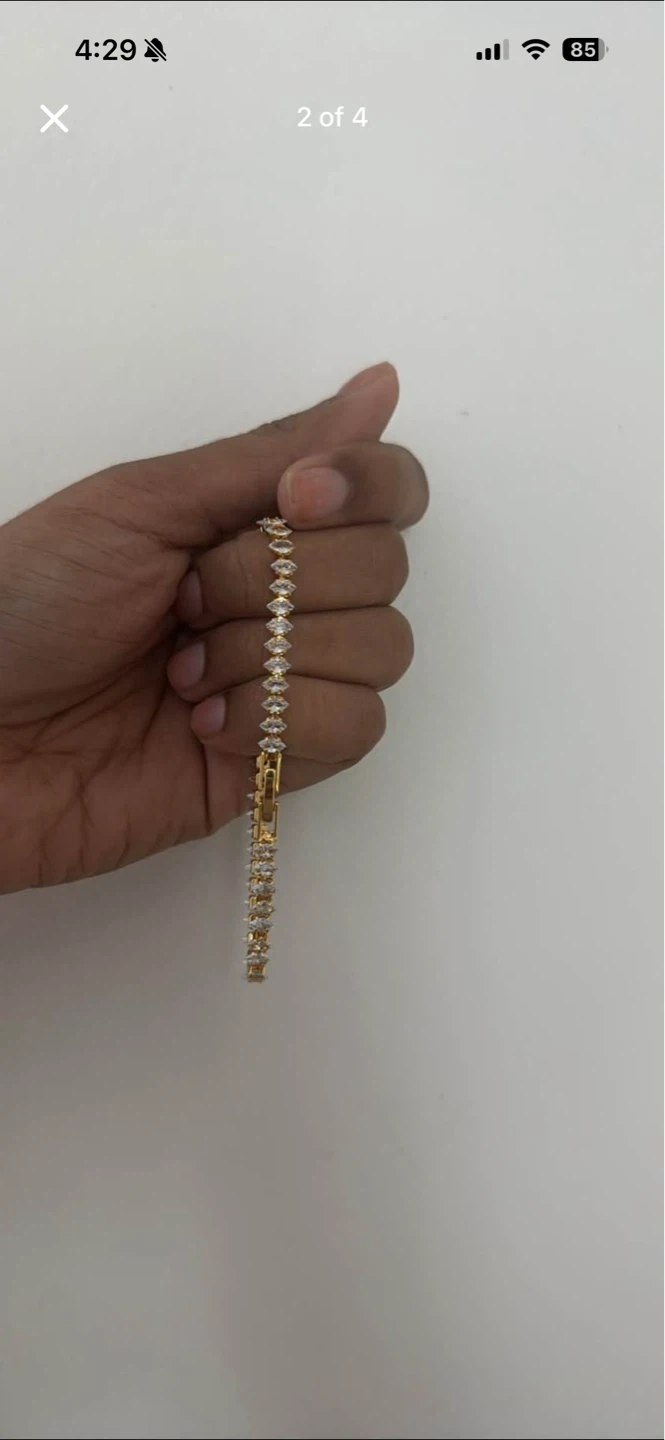 Tennis Bracelet - Gold Tone with Clear Stones - photo 3
