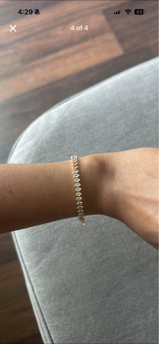 Tennis Bracelet - Gold Tone with Clear Stones - photo 2