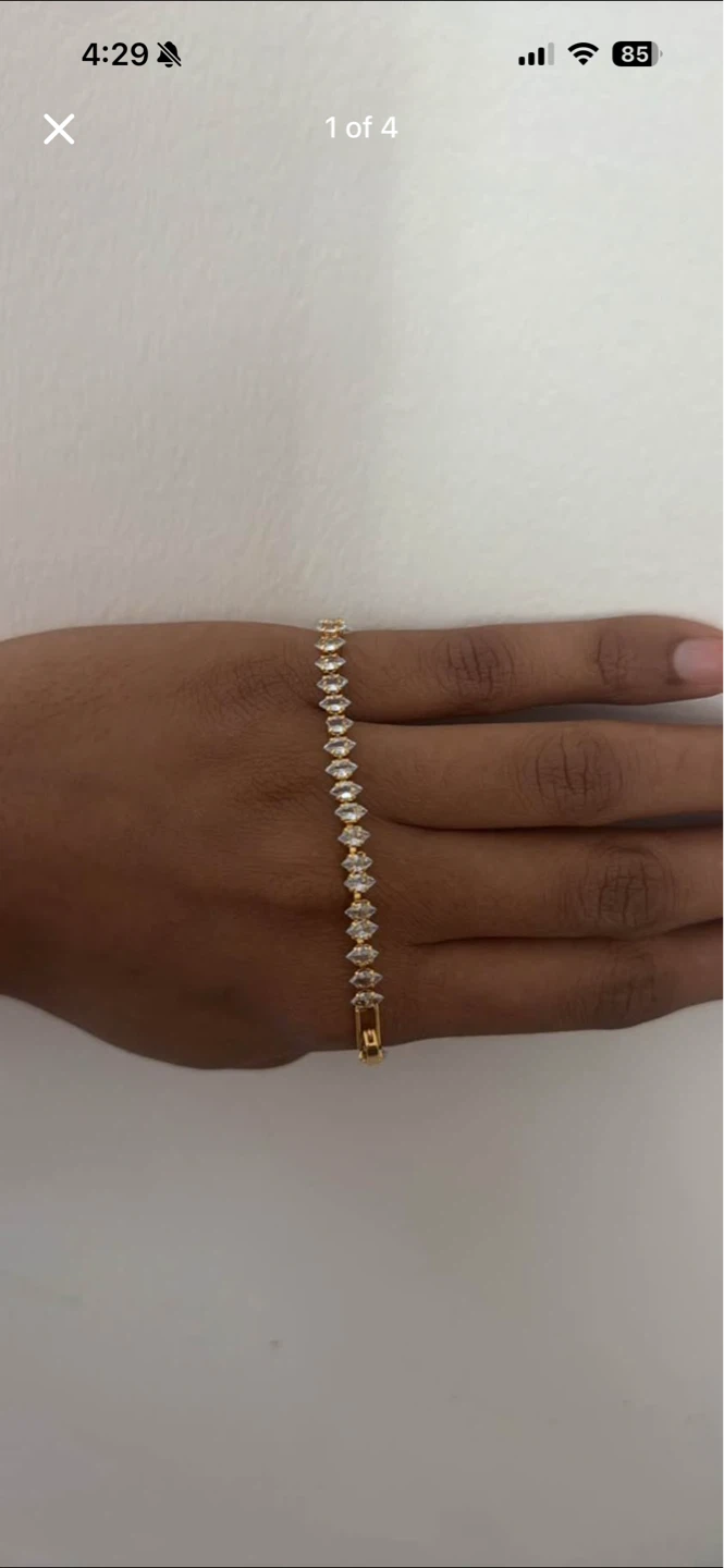 Tennis Bracelet - Gold Tone with Clear Stones