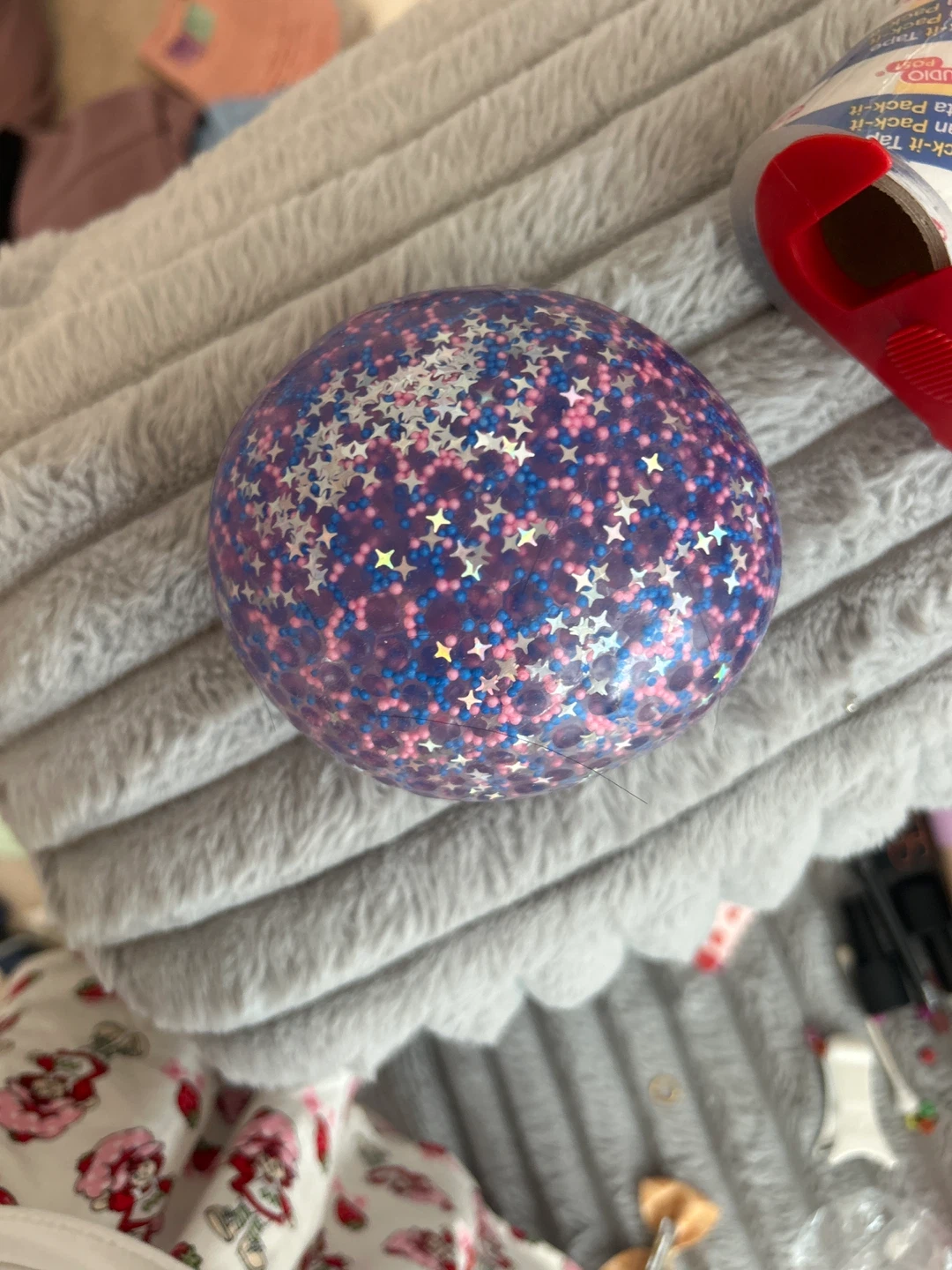 Glitter Stress Ball with Stars and Beads