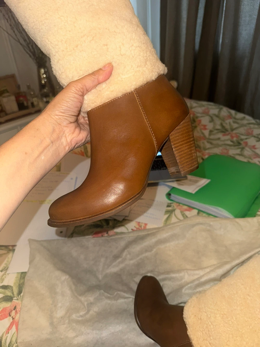 Brown Leather & Shearling Tall Boots - photo 3
