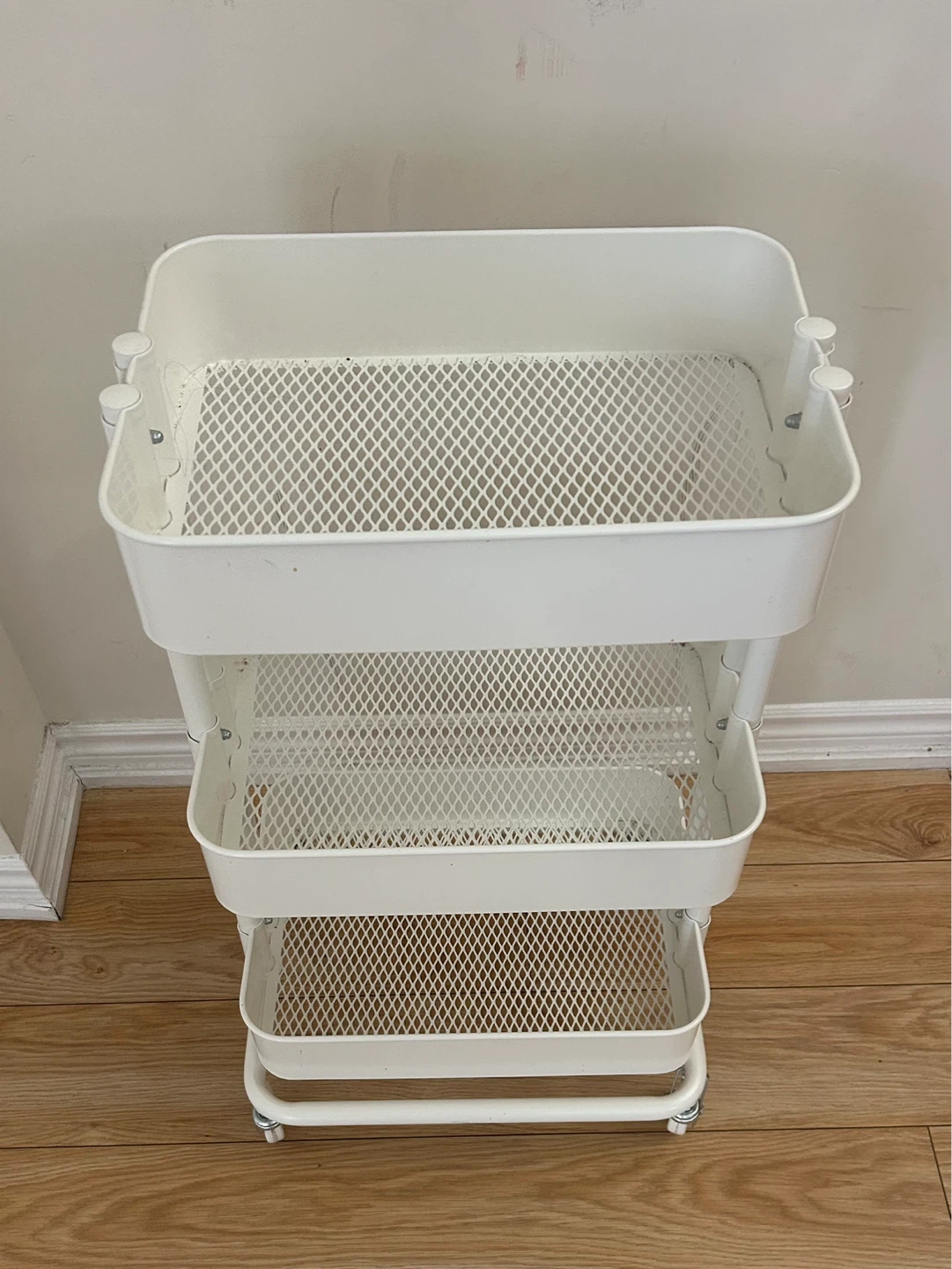 White 3-Tier Rolling Cart