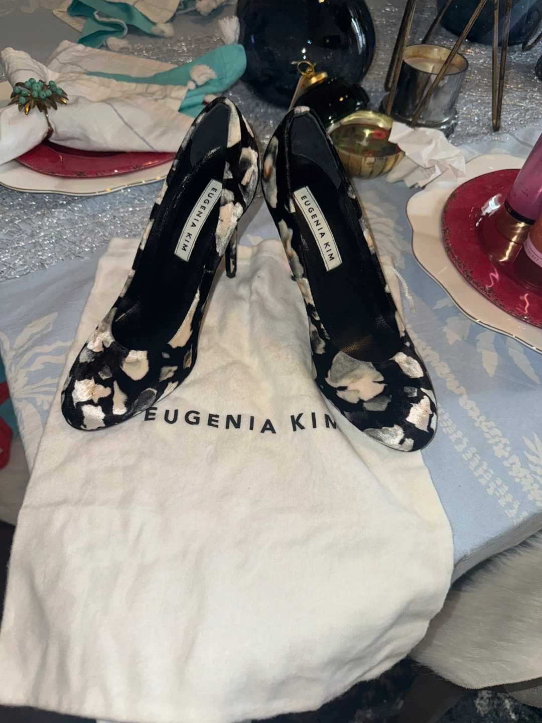 Eugenia Kim Black & White Floral Heels - photo 2