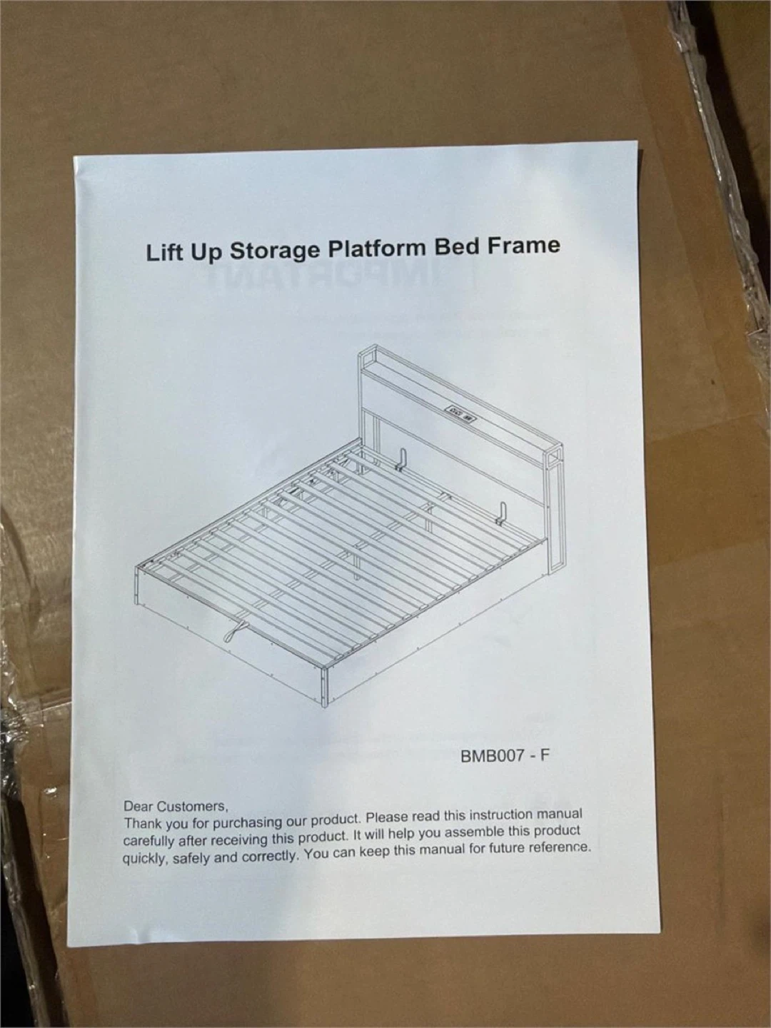 KEIKI Full Lift up Storage Bed Frame with Headboard & Charging - photo 2