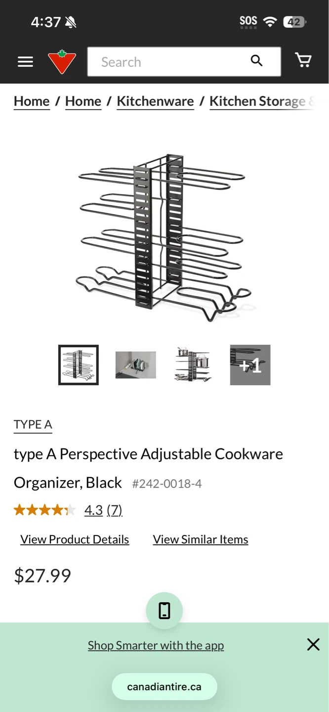 type A Perspective Adjustable Cookware Organizer, Black