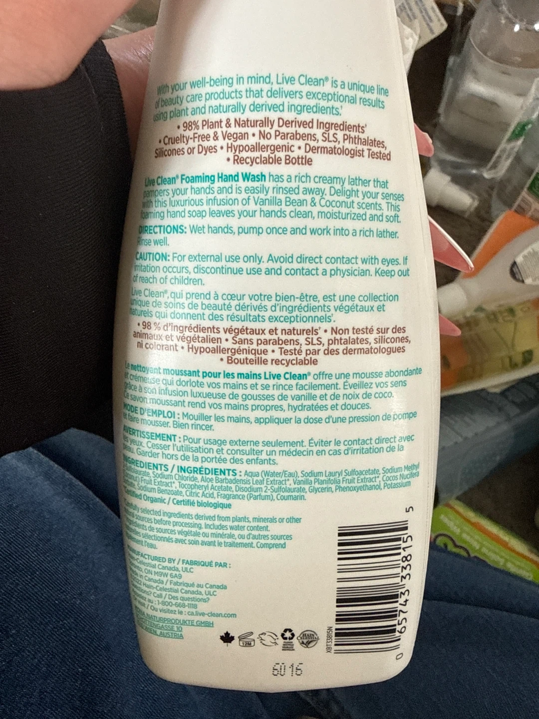 Live Clean Vanilla Bean & Coconut Foaming Hand Wash 13.5 fl oz - photo 2