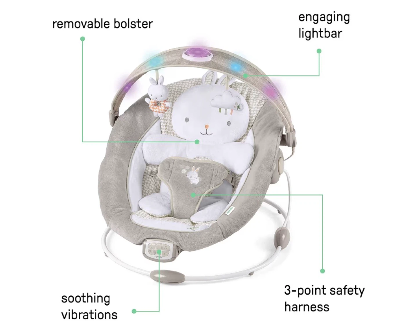Ingenuity InLighten Baby Bouncer Seat light up Twinkle Tails - photo 2