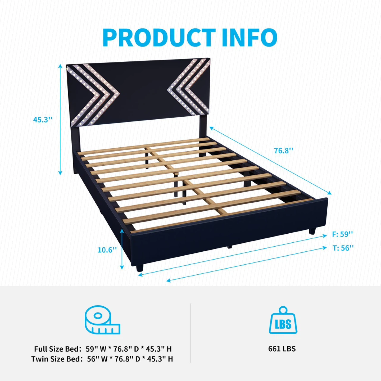 Mjkone Twin Bed RGB Gaming frame