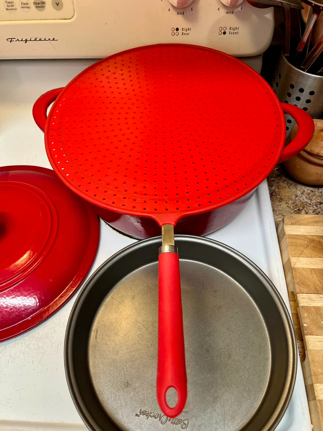 Red Stainless Steel & Silicone Splatter Screen
