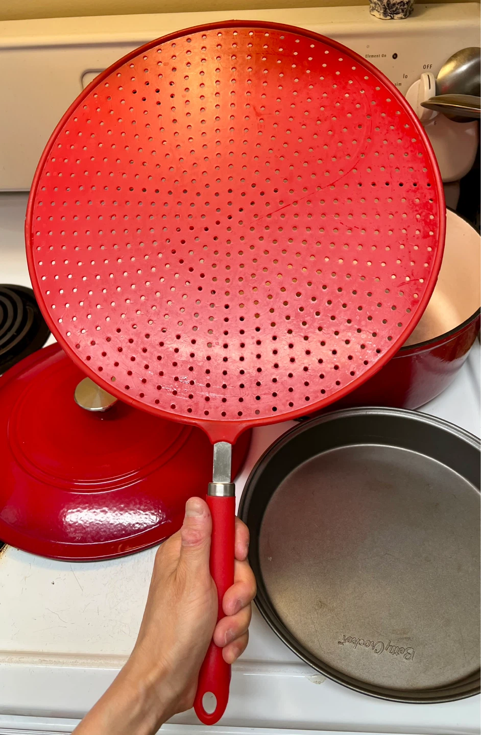 Red Stainless Steel & Silicone Splatter Screen - photo 2