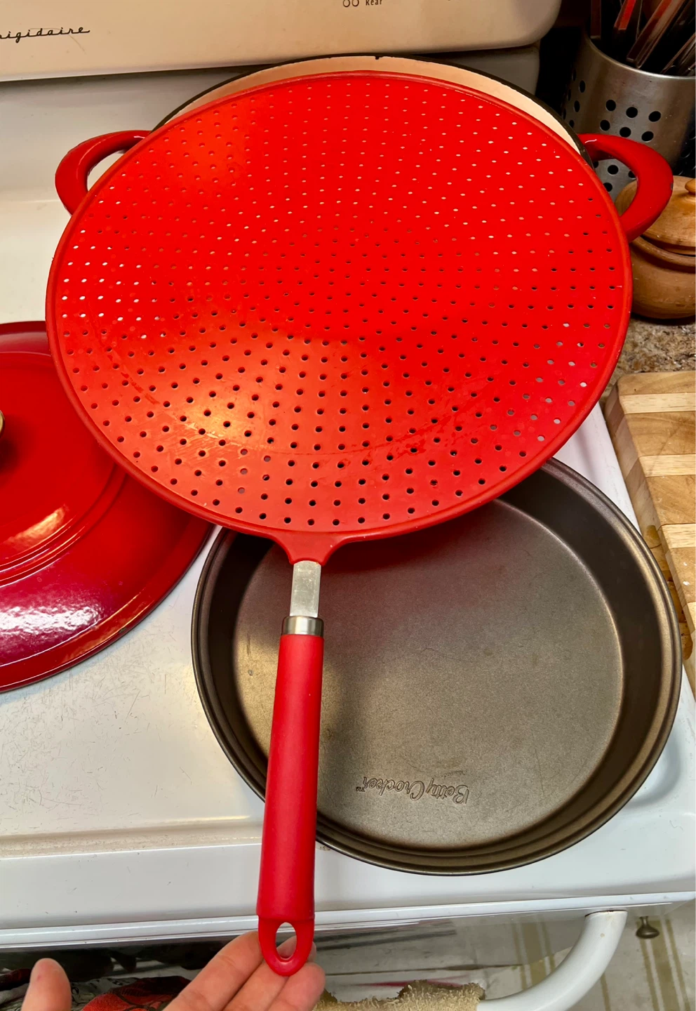 Red Stainless Steel & Silicone Splatter Screen - photo 3