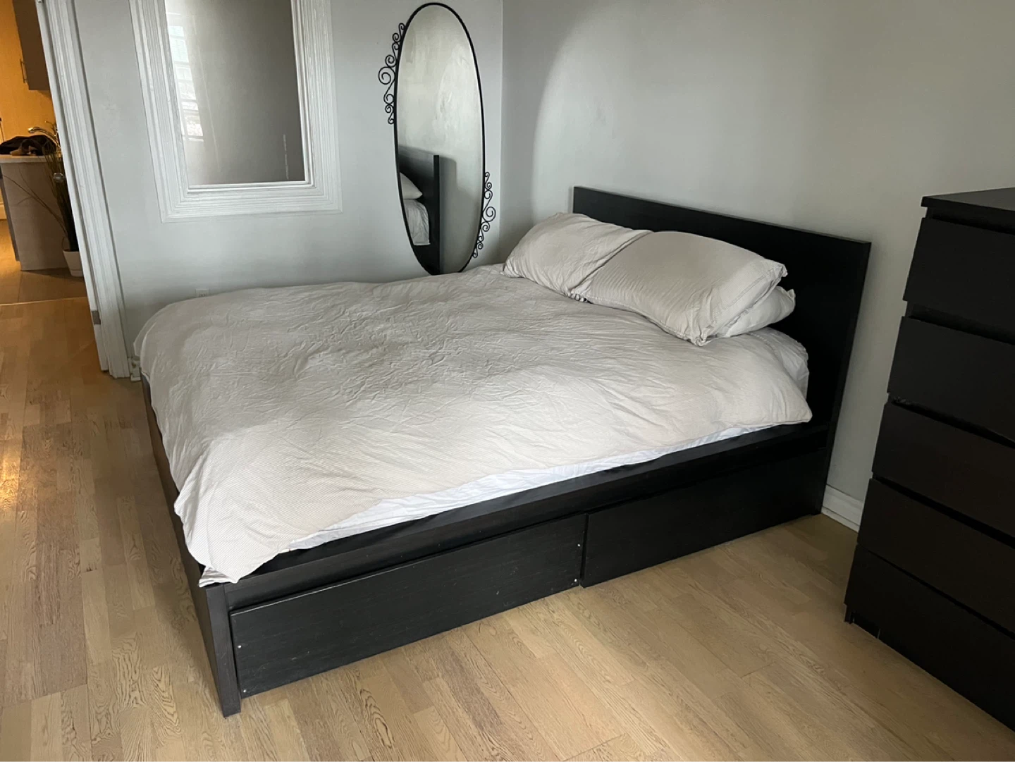 Black Queen Bed Frame with Storage Drawers - photo 2