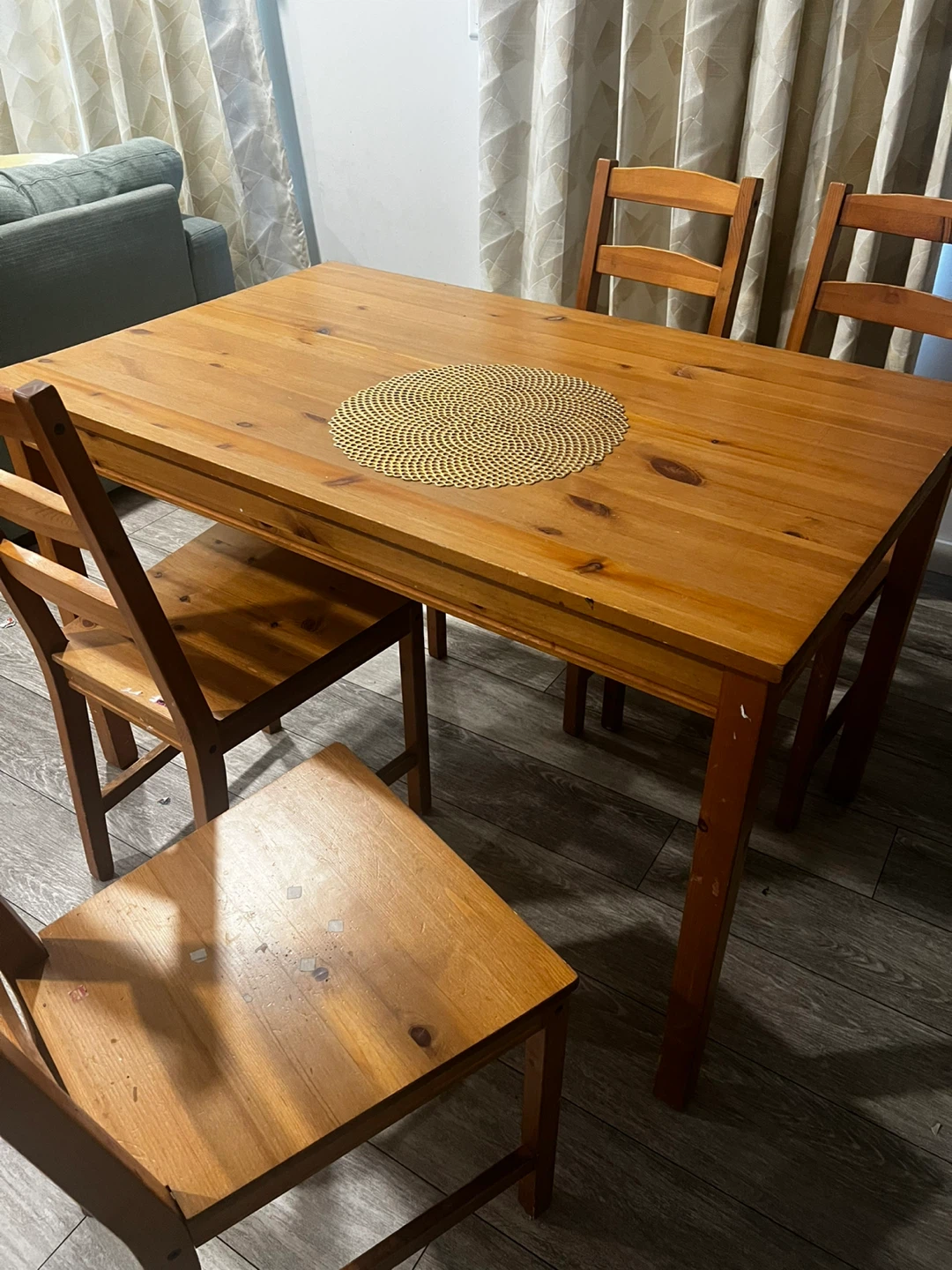 Wooden Dining Table with 4 Chairs